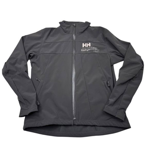 Helly Hansen HH Gray Script Full Zip Pleated Soft Shell Tech Jacket - Picture 5 of 14